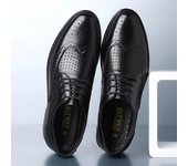 Zapatos de vestir de cuero genuino para hombre, zapatos de verano con agujeros de talla grande, zapatos de negocios de cuero de vaca de lujo para hombre, calzado de boda, calzado informal para hombre 38 negro