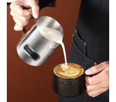 Jarra espumadora de leche para cocina con mango ergonómico, taza multifuncional, herramienta para arte latte, 350ml