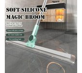 Escoba mágica de silicona para raspar el suelo, limpiaparabrisas para baño, escoba con palo telescópico resistente, fregona de limpieza