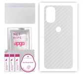 apgo Protective Skin Sticker for the back compatible with Motorola Moto G31, Wrap Film, Foil, Vinyl - Pattern Transparent Carbon