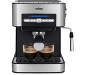 Wëasy KFX32 Maquina de Café Espresso Programable, 15 Tazas, 1.6L, Brazo Doble Salida, Vaporizador,Superficie Calienta Tazas, Ac Inoxidable, Plata.850W