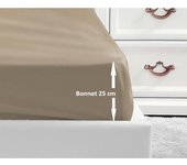 LOVELY HOME Drap Housse 100% coton 160x200x25 cm beige
