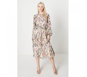 Vestido midi plisado abstracto para mujer Principles 16 UK negro