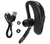 Auricular Bluetooth para llamadas HD, recargable, inalámbrico, de un solo oído, con pantalla de carga para teléfono negro