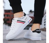 Zapatos deportivos informales de nueva moda de otoño para hombre, zapatillas planas con cordones, zapatos blancos 39 negro