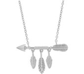 Les Trésors De Lily [Q3339] - Collier argent 'Boho' argenté rhodié (flèche- plumes) - 27x17 mm plata