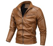 Chaqueta de cuero de terciopelo para hombre de otoño e invierno XL negro
