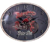Les Trésors De Lily [A2512] - Horloge Murale métal 'Riders' gris rouge vintage - 49x39 cm gris