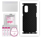 apgo Protective Skin Sticker for the back+sides compatible with Oppo Reno4 Pro 5G, Full Wrap Film, Foil, Vinyl - Pattern Carbon Black