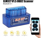 Mini Bluetooth V1.5 Detector Escáner de diagnóstico de automóvil Adaptador de interfaz OBD2 Lector de código para IOS/Android ELM327 Herramienta de diagnóstico de automóvil de modo dual azul