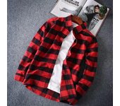 Camisa a Cuadros para Hombre Forro de Invierno Manga Larga Engrosada Versión Coreana Slim-Fit Chaqueta Informal Guapa de Moda Camisa en Pulgadas 2XL negro