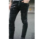 Pantalones vaqueros rectos para hombre, pantalones vaqueros ajustados Punk para primavera y verano, pantalones vaqueros para novio, ropa de calle con cremallera, pantalones góticos negros ajustados S negro