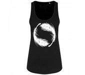 Grindstore Camiseta sin mangas flotante con plumas Yin Yang para mujer/señoras XX Large negro