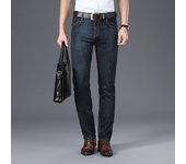 Pantalones vaqueros regulares de primavera de talla grande para hombre, pantalones casuales elásticos de cintura alta y pierna recta, pantalones vaqueros lavados blancos para hombre 28
