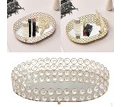 Espejo, bandeja de espejo ovalada para guardar perfumes, joyas, cosméticos, maquillaje y decoración. S