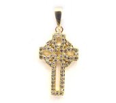 Les Trésors De Lily [K7157] - Colgante 'Cruz' Chapado En Oro Blanco oro