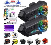 1/2x Intercomunicador con Bluetooth 5.3 para casco de motocicleta, impermeable, 300 m, altavoz