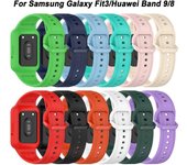 Correa de reloj de silicona de silicona para Samsung Galaxy Fit3/Huawei Band 9/8 blanco