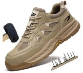 Zapatos de seguridad indestructibles para el trabajo, botas de seguridad para hombres, zapatos de trabajo antigolpes y antipuñaladas, zapatillas deportivas, zapatos con punta de acero, botas de trabajo para hombres 37 caqui