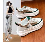 Nuevos zapatos de mujer, zapatos deportivos informales de fondo grueso, zapatos de malla transpirables blancos, zapatos de mujer con encaje fino, zapatos de tabla para mujer 36 verde