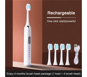 Cepillo de dientes eléctrico para adultos, cepillo de dientes automático ultrasónico, recargable por USB, resistente al agua rojo