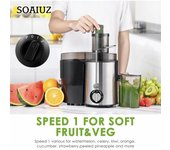 Exprimidor eléctrico de acero inoxidable de 400 W, máquina centrífuga para jugos frescos, fácil de limpiar y antigoteo, 3 velocidades, exprimidor de frutas y verduras EU rojo