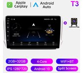 Radio de coche Android Auto Carplay para Peugeot 2008 208 2012-2018 Reproductor multimedia Unidad principal Estéreo Navegación GPS BT WIFI 2 + 32 GB 1+16GB