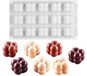 Molde de silicona para velas en forma de cubo de burbujas antiadherente, vela de escayola para aromaterapia 3D, herramienta para hornear pasteles, postres y Chocolate hechos a mano blanco