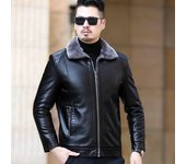 Chaquetas de cuero casuales para hombres de mediana edad y mayores con solapas agrandadas y chaquetas todo en uno de piel engrosada para el invierno M