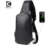 Nuevo bolso de pecho moderno y moderno para hombre, bolso bandolera con carga USB, bolso para hombre, mochila pequeña deportiva para jóvenes negro