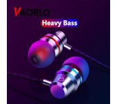 Auriculares VAORLO de 3,5 MM con graves pesados, auriculares con cable, estéreo HiFi, auriculares intrauditivos de música con micrófono para teléfonos inteligentes y ordenadores negro