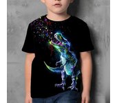 Nueva camiseta para niños, niñas, niños, camisetas de manga corta, estampado completo, camisetas con estampado de dinosaurio jurásico de dibujos animados para niños pequeños, ropa 170