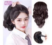 WTB - Cola de caballo sintética con peine para mujer, cola de caballo corta con forma de pera, cabello de imitación natural, esponjoso, con ondas grandes, ideal para mujeres