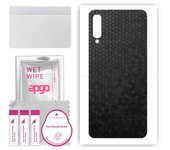 apgo Protective Skin Sticker for the back compatible with Samsung Galaxy A50, Wrap Film, Foil, Vinyl - Pattern Black Honeycomb