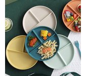 Plato dividido en 3 dietas, plato redondo reutilizable para cena, vajilla de cocina, platos de porciones para adultos, 3 compartimentos, microondas, 1 ud. verde
