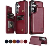 Funda de cuero con doble hebilla magnética y bloqueo RFID para Samsung Galaxy S24 Ultra, S23 FE, S22 Plus, S21 y S20. Samsung S24 Ultra negro