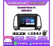 Reproductor Multimedia de Radio para coche de 8 pulgadas para Hyundai Santa Fe 2006-2012 con botón perilla Android 2 Din estéreo unidad principal GPS 1 + 32GB 1+32GB