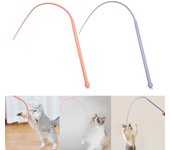 Juguete de cola de rata para gatos, divertido juguete de pesca con caña desmontable, divertido palo de ejercicio para felinos con caña larga desmontable. color rosa