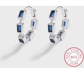 Pendientes de plata de ley S925 con circonita azul brillante a la moda para mujer, pendientes AAAA brillantes de alta calidad, regalo de aniversario, adornos de plata esterlina plata