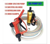 Bomba de aceite de 12V/24V, juego combinado de pistola de repostaje, manguera de aceite de acero de 5 metros, bomba de combustible sumergible 12V Set Pump&Hose&Gun