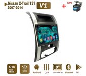 Radio estéreo para coche con Android para Nissan X-Trail T31 2007-2014, navegación GPS, reproductor multimedia 2DIN de 4 núcleos, 1 + 16 GB, autorradio 1+16GB