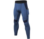 Pantalones ajustados de Fitness para hombre, pantalones de entrenamiento deportivos de alta elasticidad, pantalones de chándal absorbentes de secado rápido con bolsillos M azul