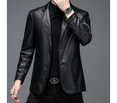 Traje De Cuero Hombre De Negocios Serpiente En Relieve Artesanía Alta Gama Tamaño Grande Hombre Chaqueta De Cuero De Imitación Caballero De Negocios Boda Abrigo De Pu M negro