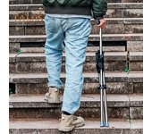 Bastón de trekking plegable multiusos, portátil y ligero, con asiento de 3 patas, ideal para escalada al aire libre, ayuda para caminar para personas mayores. negro