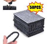 50 tiras de reparación de neumáticos sin cámara, negras, con pegamento para pinchazos, para emergencias de coche, motocicleta y bicicleta.