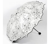 Anti - paraguas negro ULTRAVIOLETA de la sombrilla del borde de la onda de la moda de la princesa del paraguas de la flor del hibisco de la capa negro