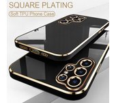Funda de silicona con revestimiento cuadrado de lujo para Samsung S21 S23 S22 A12 A23 A13 A53 A14 A54 iPhone Redmi Note 12 11 Pro 10 OPPO cubierta de teléfono suave a prueba de golpes Realme C35 verde