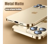 Funda de teléfono transparente mate con parachoques de Metal de aluminio de lujo para Iphone 14, 13, 12 Pro Max, protección de cámara, cubierta trasera de Pc a prueba de golpes for iphone 13 pro color rosa