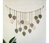 Tapiz de hojas bohemio, tapiz de hojas de macramé para colgar en la pared, decoración del hogar, arte de pared, tapiz de hojas azul royal