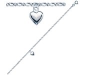 Les Trésors De Lily [Q8409] - Chaîne Cheville Argent 'Coeur' argenté (rhodié) - 25 cm 8x8 mm plata